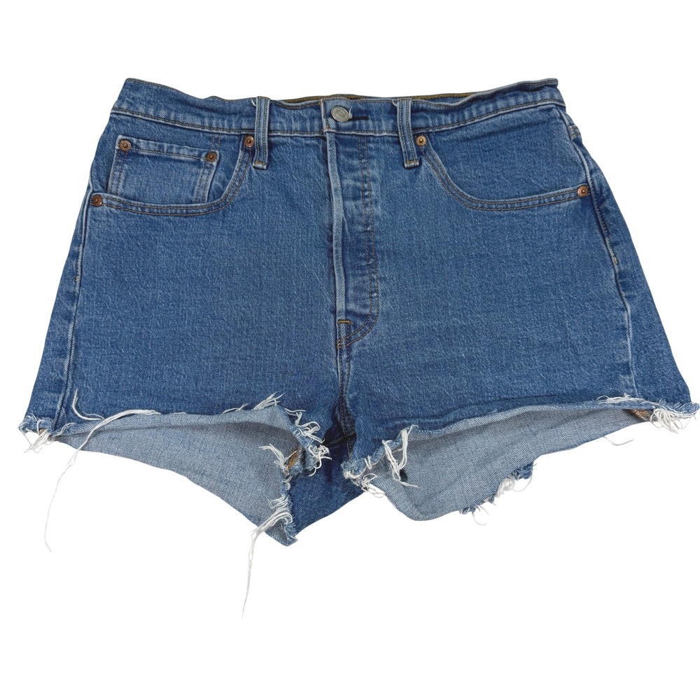 Levi's 501 Cutoff Denim Shorts W31 Blue‎ Distressed Raw Hem - Picture 2 of 10